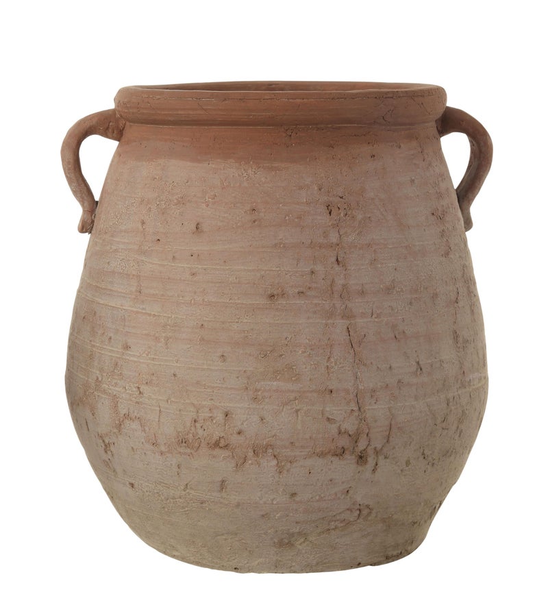 Creative Co-Op Large Orange & Whitewashed Terracotta Urn - Image 3